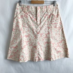 Eddie Bauer Floral Print Cotton A-Line Skirt Size 8 Preppy Classic Cream Pink